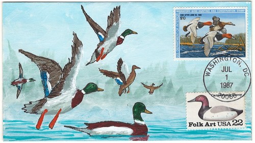 1987 mallard duck hand painted - hand,